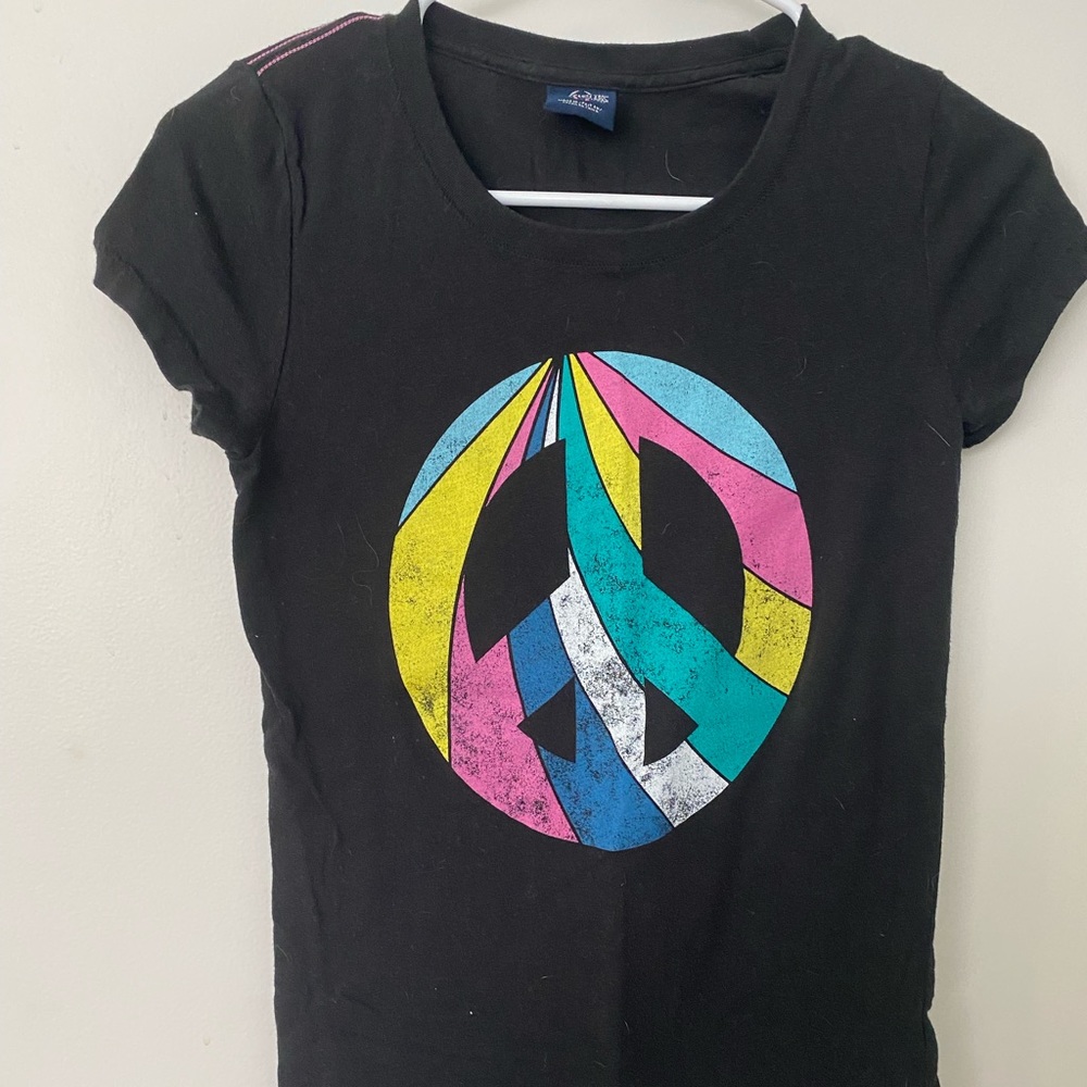 Victoria secret pink black T-shirt peace sign